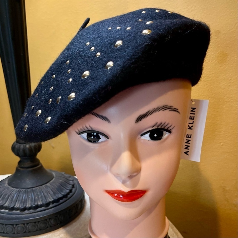 Anne Klein Black Knit Beret NWT